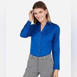 NWT Express Ultimate Essential Original Fit LongSleeve Royal Blue ButtonUp Shirt